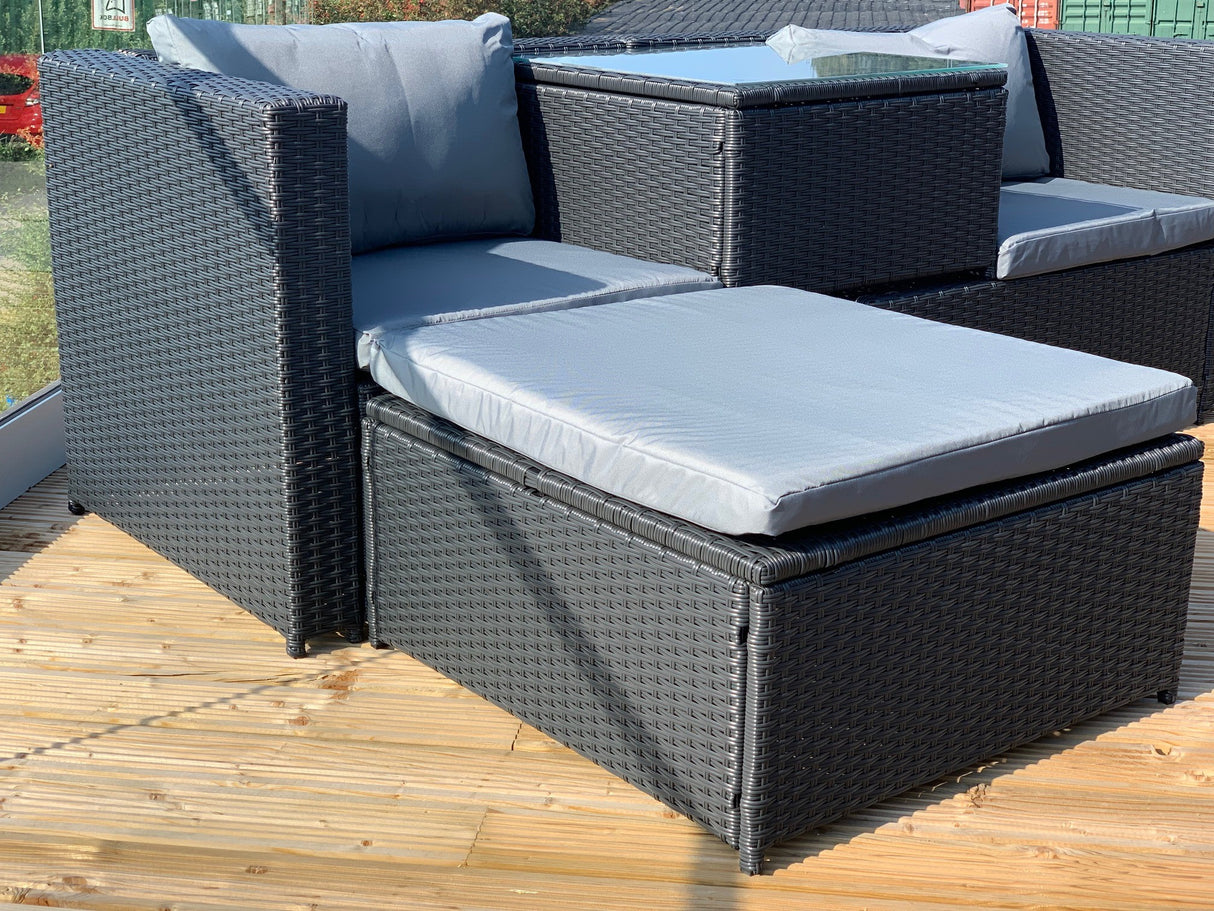 Victoria Corner Sofa Lounge Set - Black