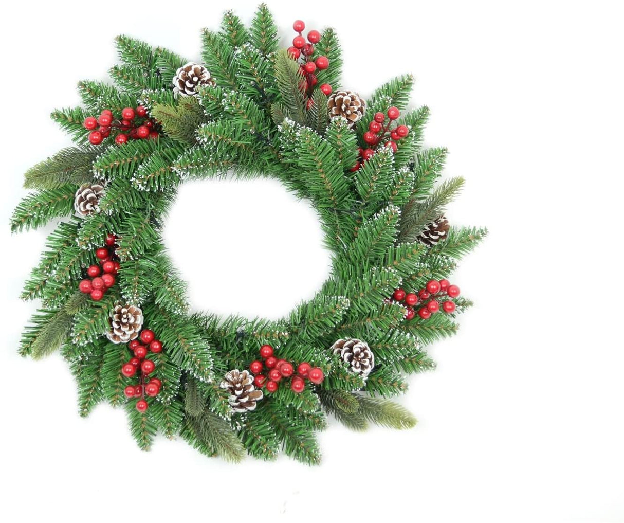 55cm Stockholm Pre-Lit Wreath with Cones and Berries