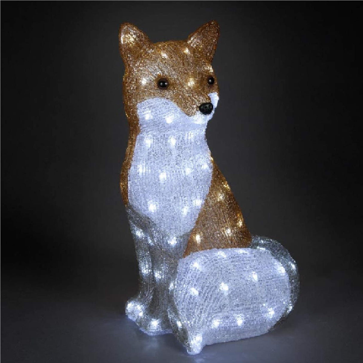 54cm Acrylic Christmas Fox with 100 Ice White