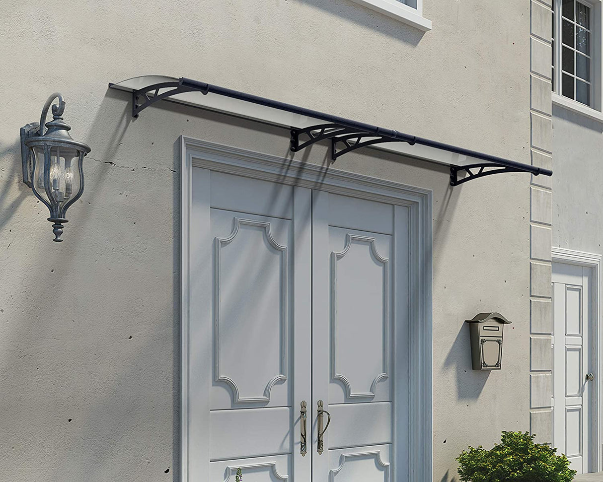 Altair 3m x 0.9m Door Canopy - Grey Frame & Clear Polycarbonate