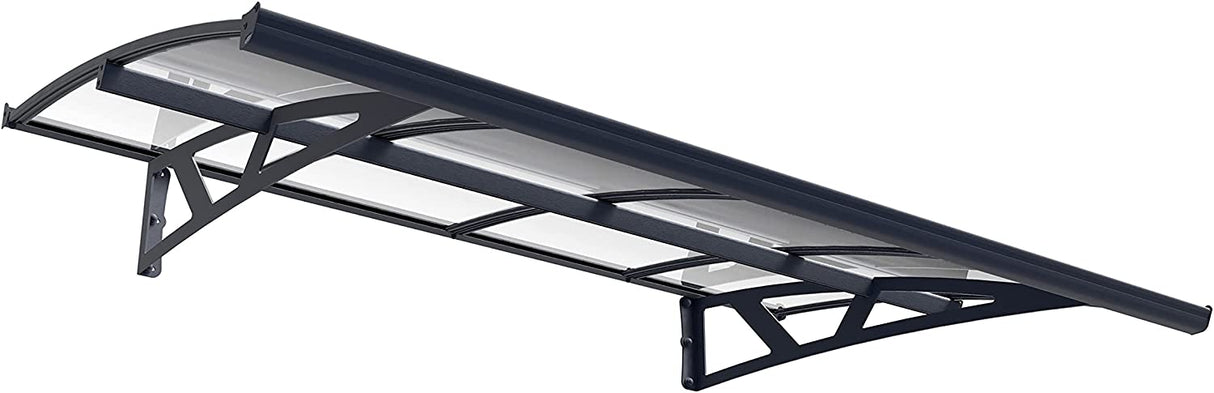 Amsterdam 2.2m x 1.4m Door Canopy - Grey Frame & Clear Acryl