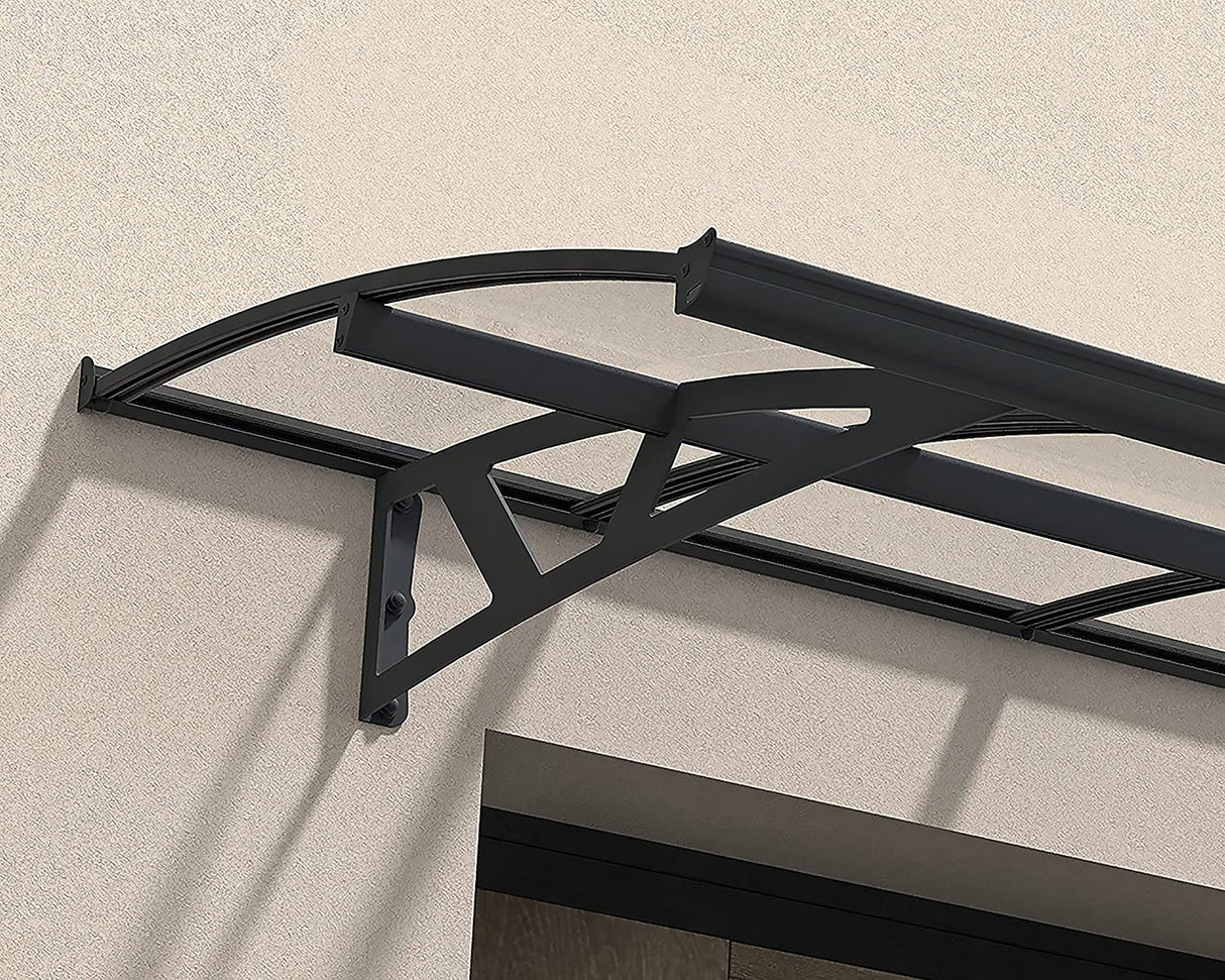 Amsterdam 2.2m x 1.4m Door Canopy - Grey Frame & Clear Acryl