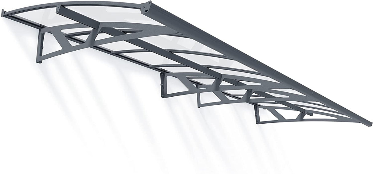 Amsterdam 4.5m x 1.4m Door Canopy - Grey Frame & Clear Polycarbonate