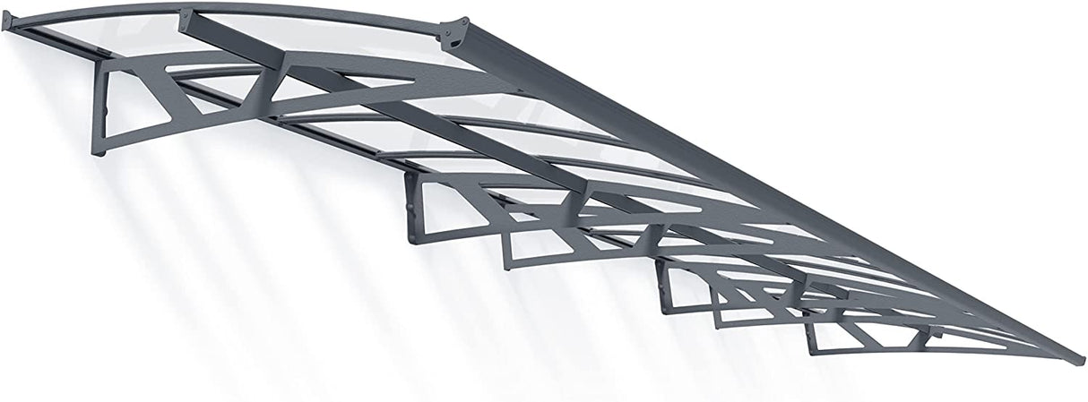 Amsterdam 6.7m x 1.4m Door Canopy - Grey Frame & Clear Polycarbonate