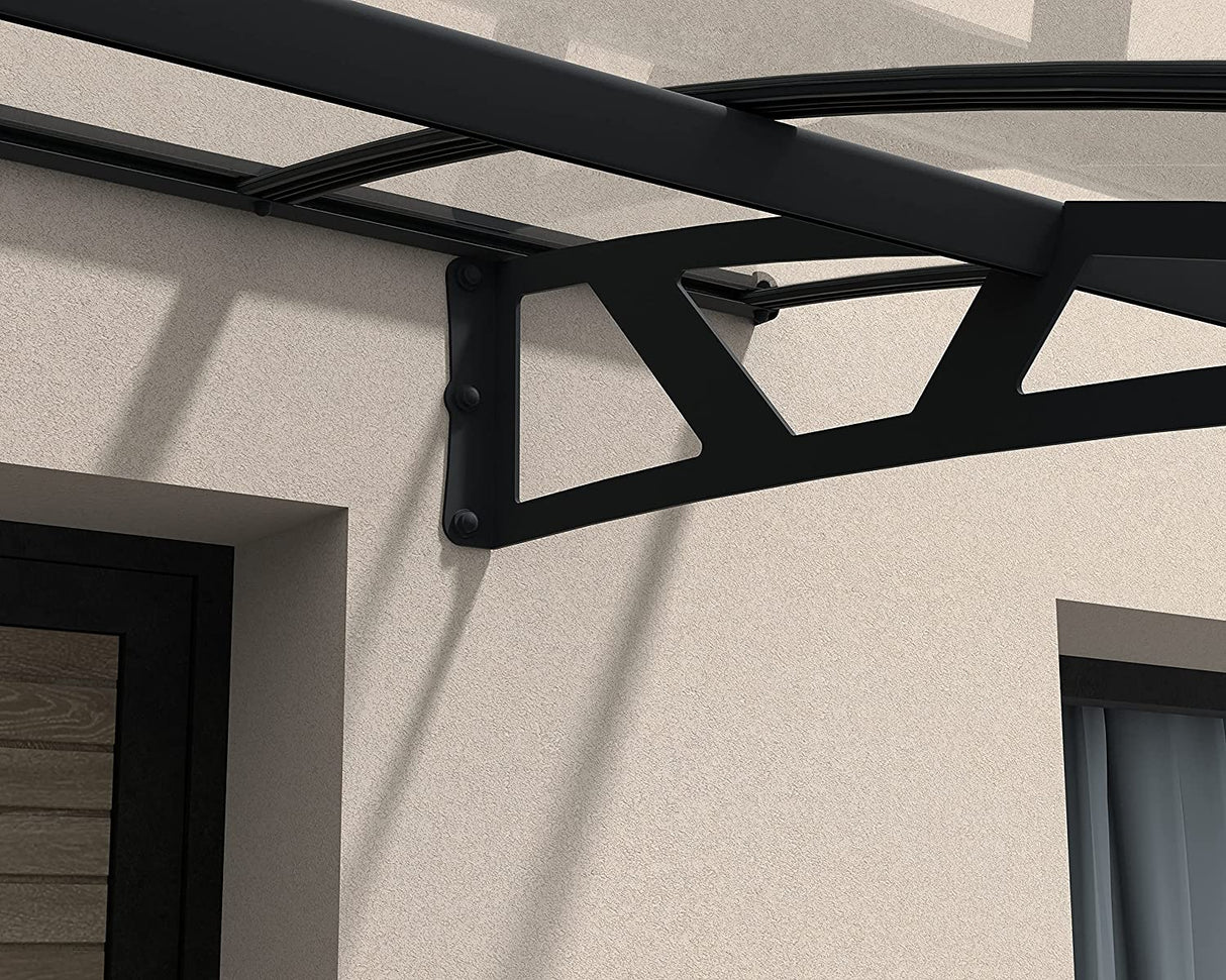 Amsterdam 6.7m x 1.4m Door Canopy - Grey Frame & Clear Polycarbonate