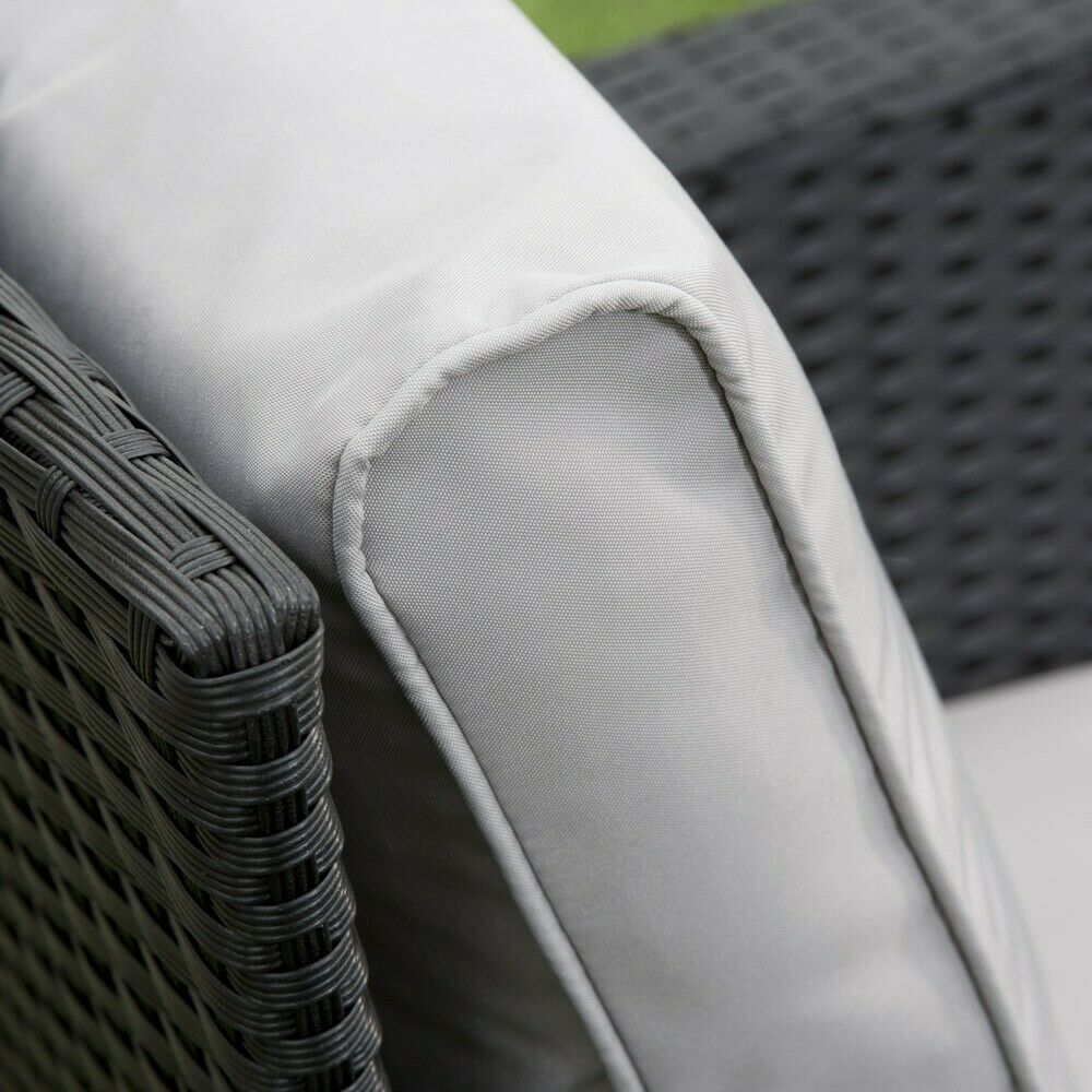 GSD Rattan 4 Piece Lounge Set - Black with Grey Cushions