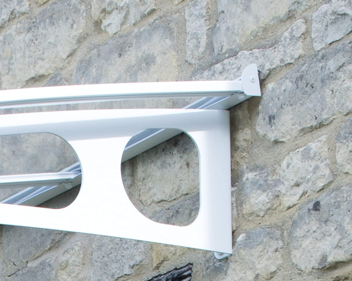 Bordeaux 2.2m x 1.4m Door Canopy - White Frame & Clear Acryl