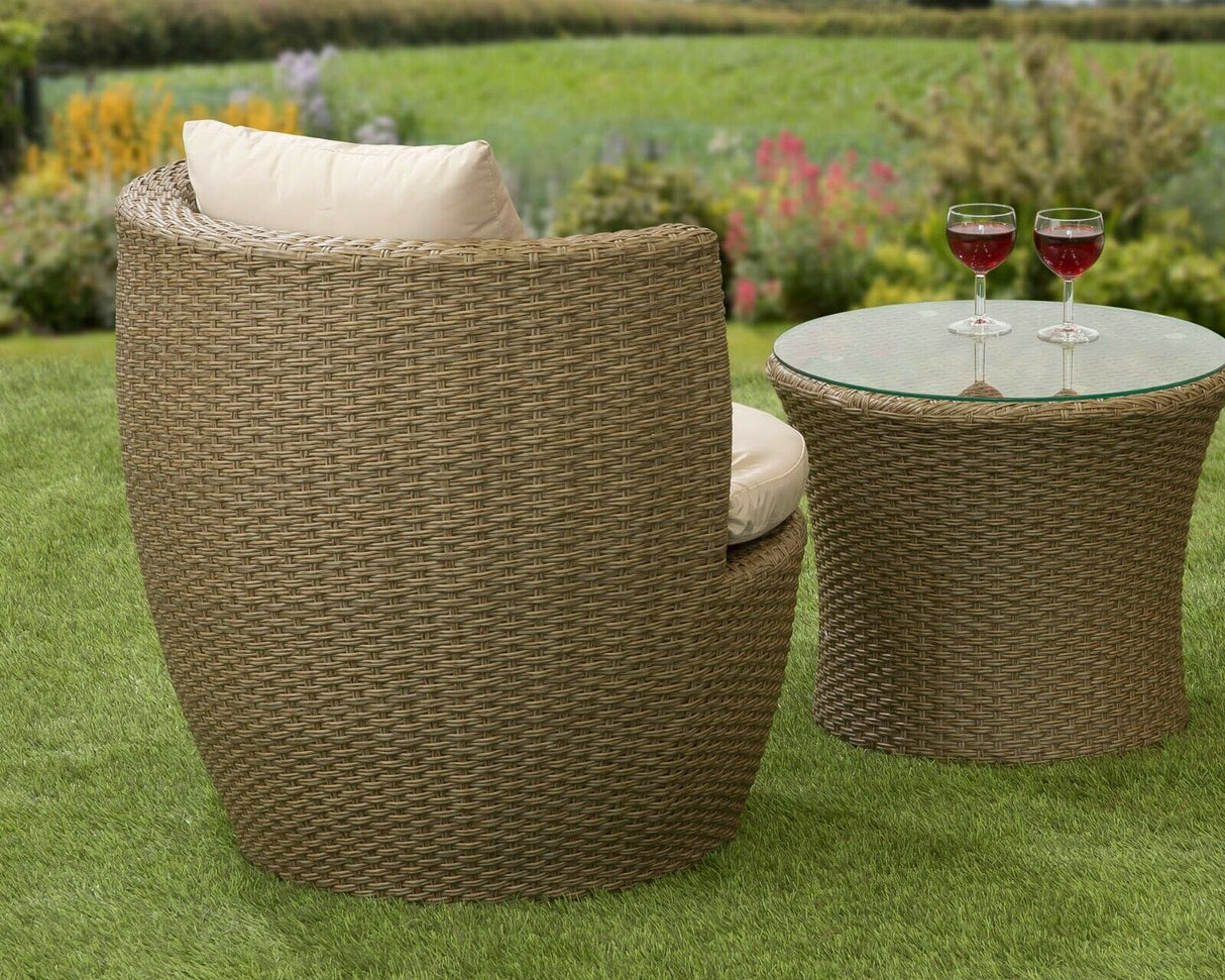 Canberra Bottle Bistro Set - Brown/Natural