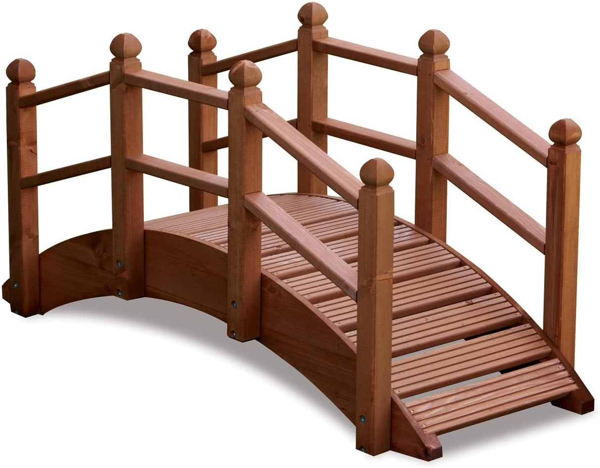 AFK Hand Crafted Wooden Garden Oriental Bridge 122cm
