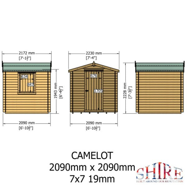Shire Camelot 7x7 19mm Log Cabin