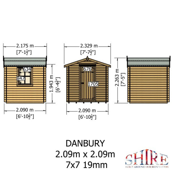 Shire Danbury 7x7 19mm Log Cabin