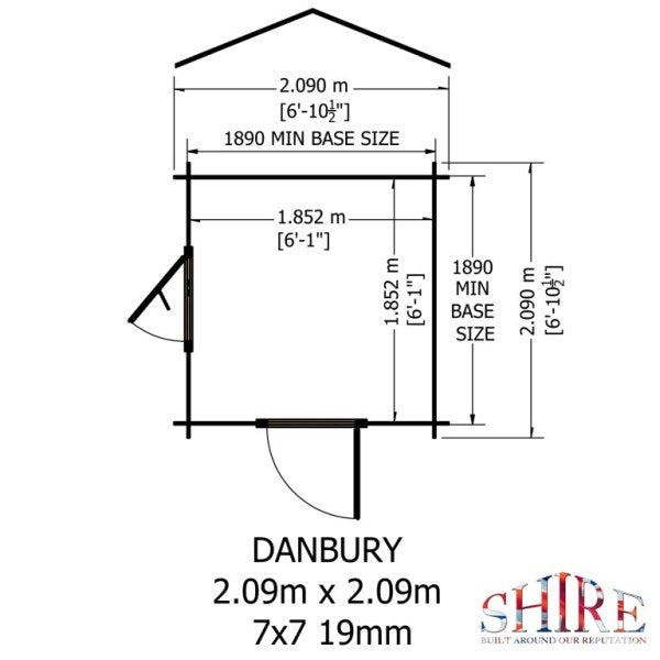 Shire Danbury 7x7 19mm Log Cabin
