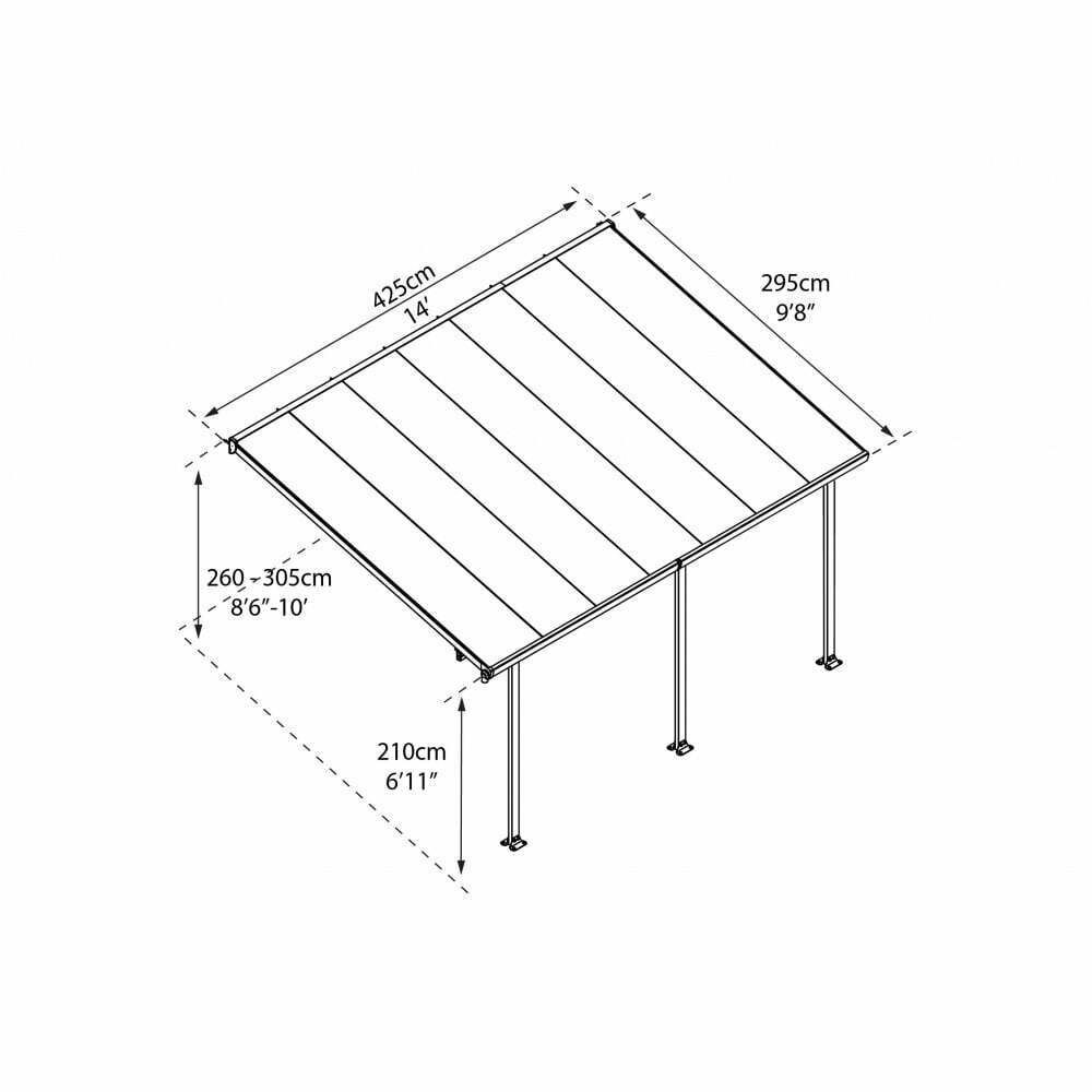 Tuscany Patio Cover Aluminium 3 x 4.25m - Grey By Palram Canopia