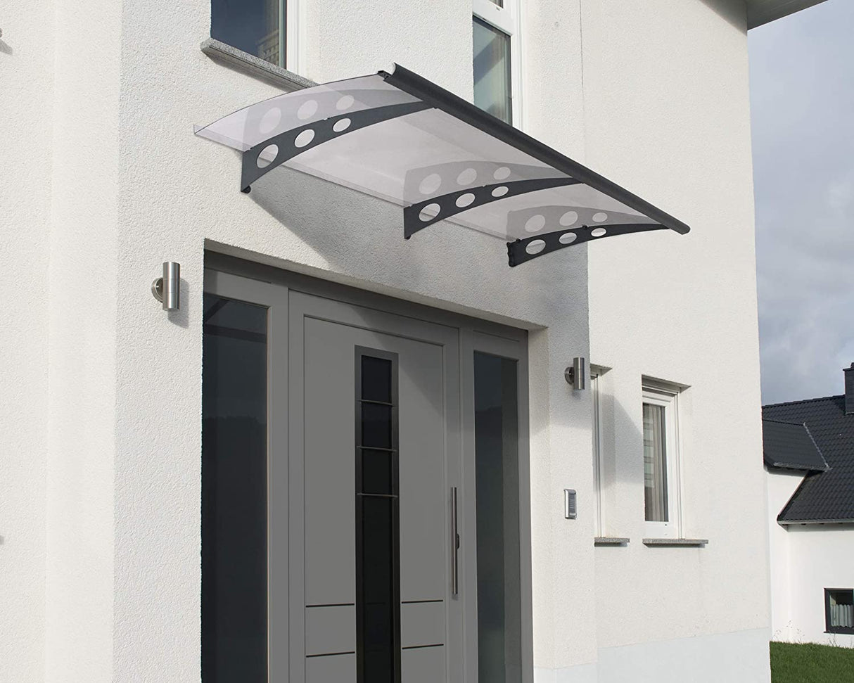 Garamond 2m x 0.9m Door Canopy - Grey Frame & Clear Polycarbonate