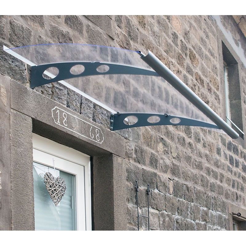 Garamond 1.4m x 0.9m Door Canopy - Grey Frame & Clear Polycarbonate