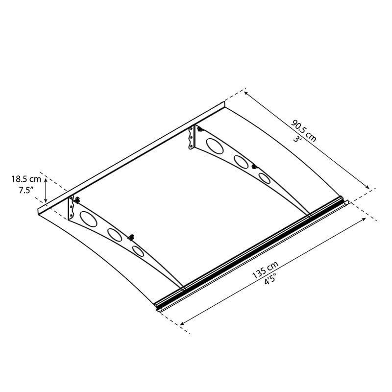 Garamond 1.4m x 0.9m Door Canopy - Grey Frame & Clear Polycarbonate