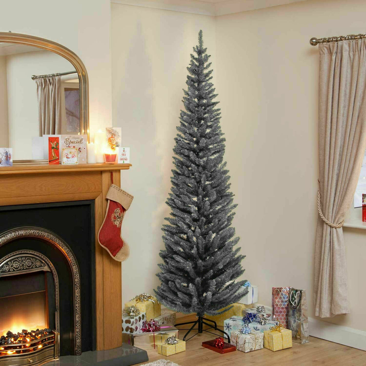 Slim Pencil Christmas Tree Grey - 7ft/210cm
