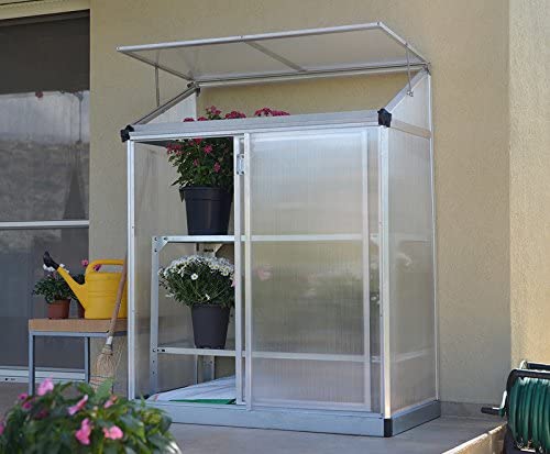 4' x 2' Lean-To Greenhouse - Silver Frame & Clear Polycarbonate Panels