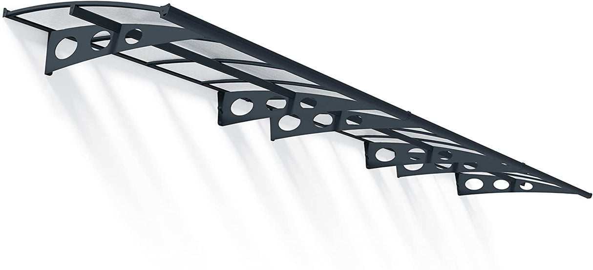 Herald 6.7m x 1.4m Door Canopy - Grey Frame & Twinwall Polycarbonate