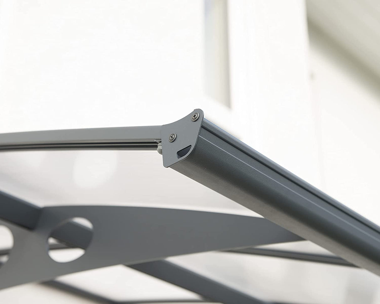 Herald 6.7m x 1.4m Door Canopy - Grey Frame & Twinwall Polycarbonate