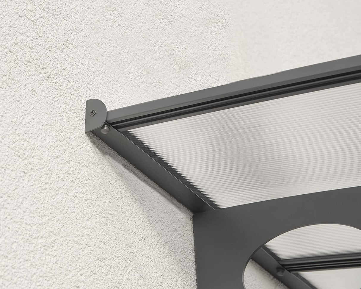 Herald 6.7m x 1.4m Door Canopy - Grey Frame & Twinwall Polycarbonate