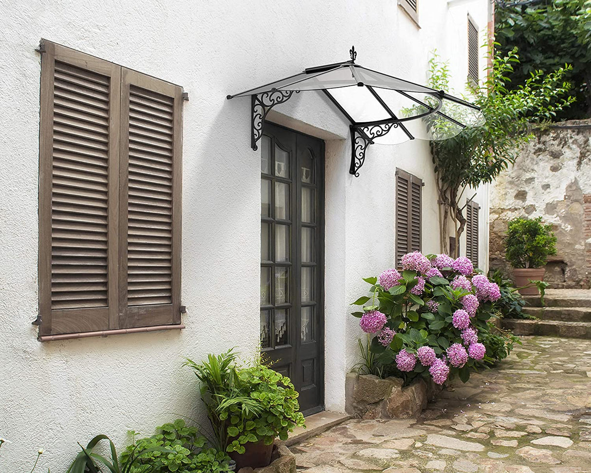 Iris 1.8m x 1.2m Door Canopy - Black Frame & Clear Acryl