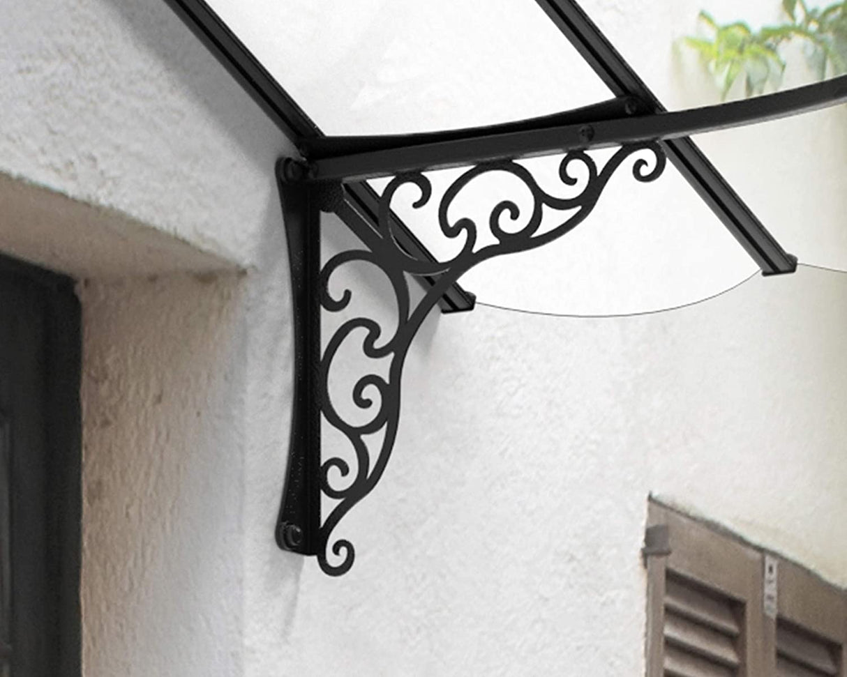 Iris 1.8m x 1.2m Door Canopy - Black Frame & Clear Acryl