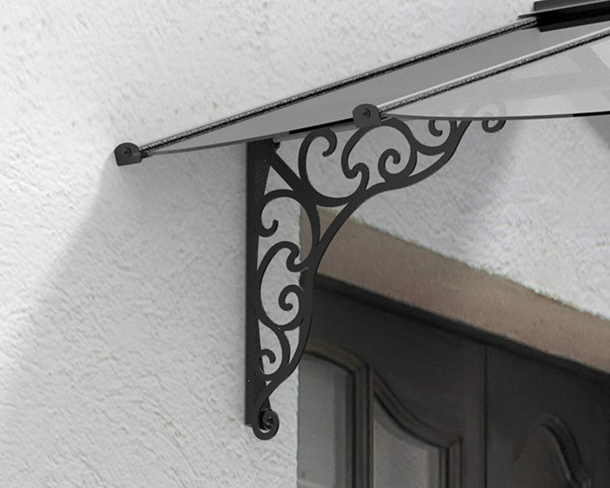 Iris 1.8m x 1.2m Door Canopy - Black Frame & Clear Acryl