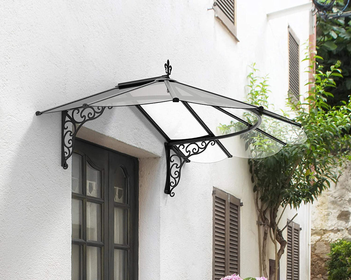 Iris 1.8m x 1.2m Door Canopy - Black Frame & Clear Acryl