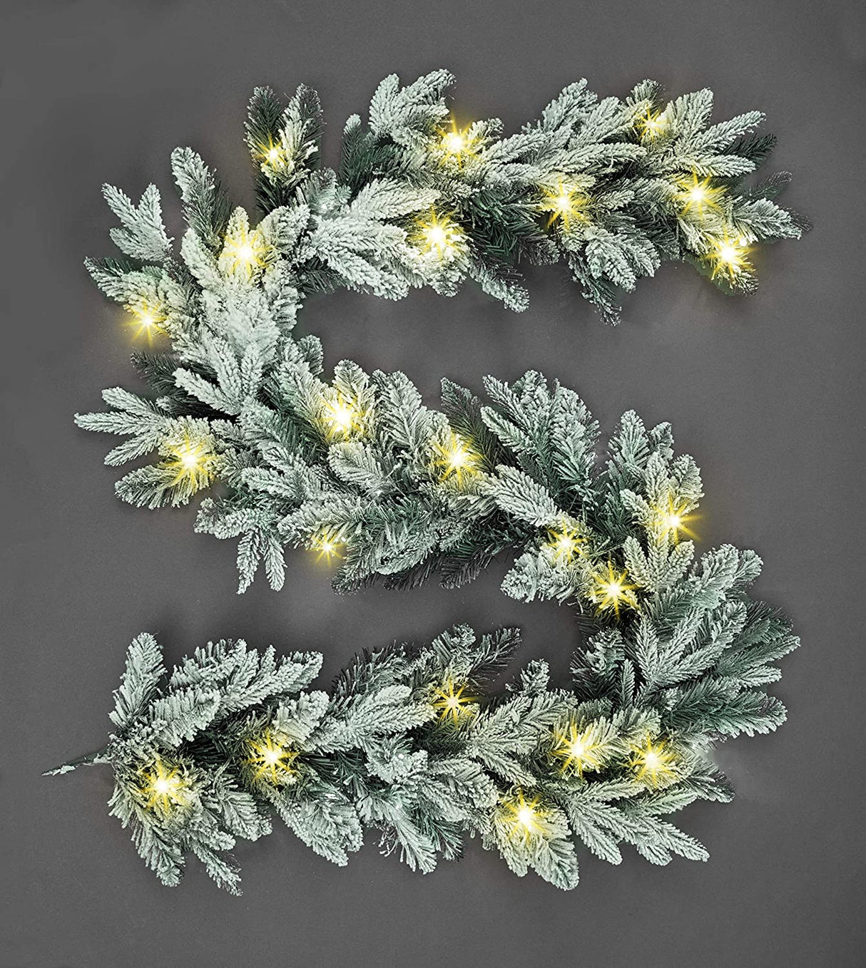 2m Lapland Snow Flocked Garland - Warm White LED's