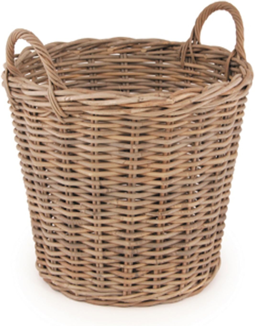Grey Rattan Round Log Basket