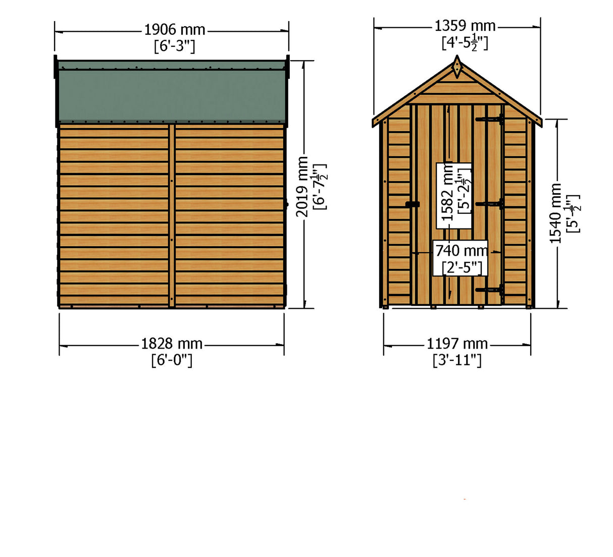 Garden Value Overlap 6 x 4 Pressure Treated Shed
