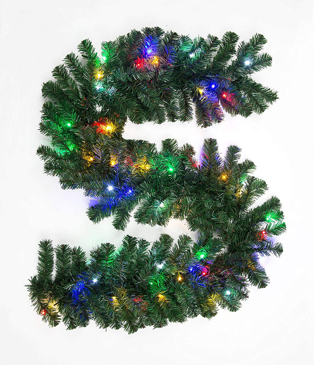 2m/200cm Pre-Lit Green Christmas Garland Alaskan Pine Multicolour