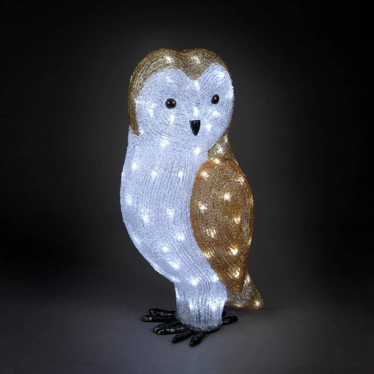 56cm Acrylic Christmas Owl with 100 Ice White