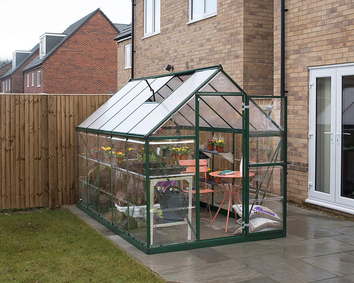 Hybrid 6' x 10' Greenhouse - Green Frame & Hybrid Polycarbonate Panels