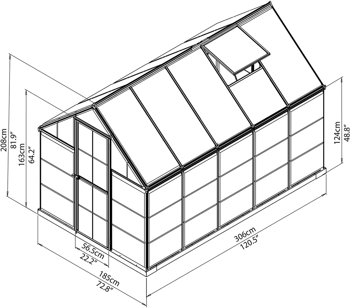 Hybrid 6' x 10' Greenhouse - Green Frame & Hybrid Polycarbonate Panels