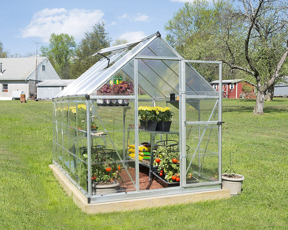 Hybrid 6' x 10' Greenhouse - Silver Frame & Hybrid Polycarbonate Panels
