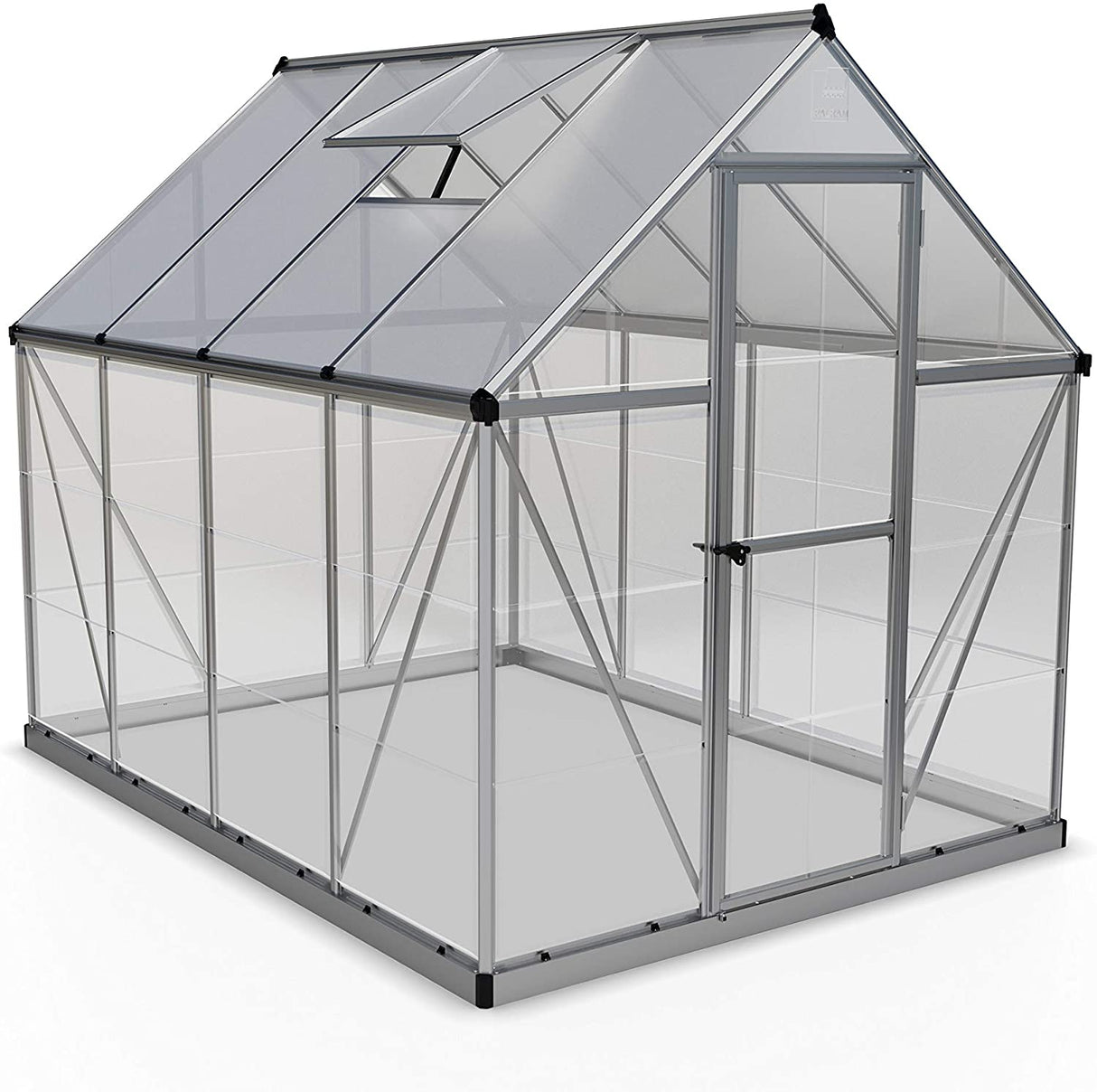 Hybrid 6' x 8' Greenhouse - Silver Frame & Hybrid Polycarbonate Panels