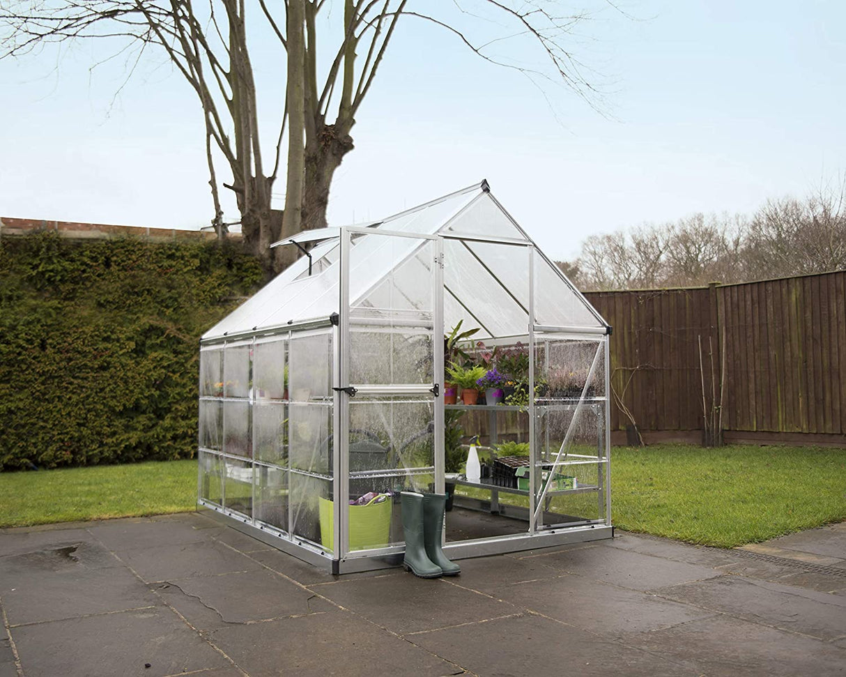 Hybrid 6' x 8' Greenhouse - Silver Frame & Hybrid Polycarbonate Panels