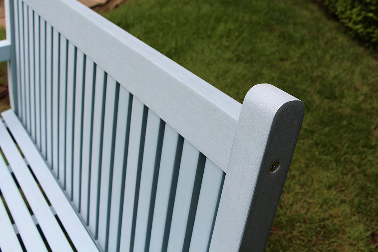 Winawood Sandwick Faux Wood Durable 4 Seat Garden Bench in Powder Blue