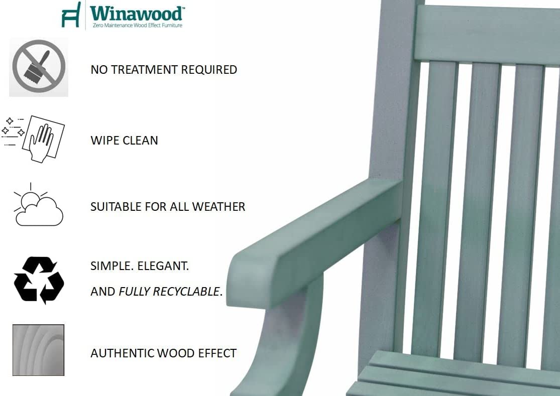 Winawood Sandwick Faux Wood Durable 4 Seat Garden Bench in Powder Blue