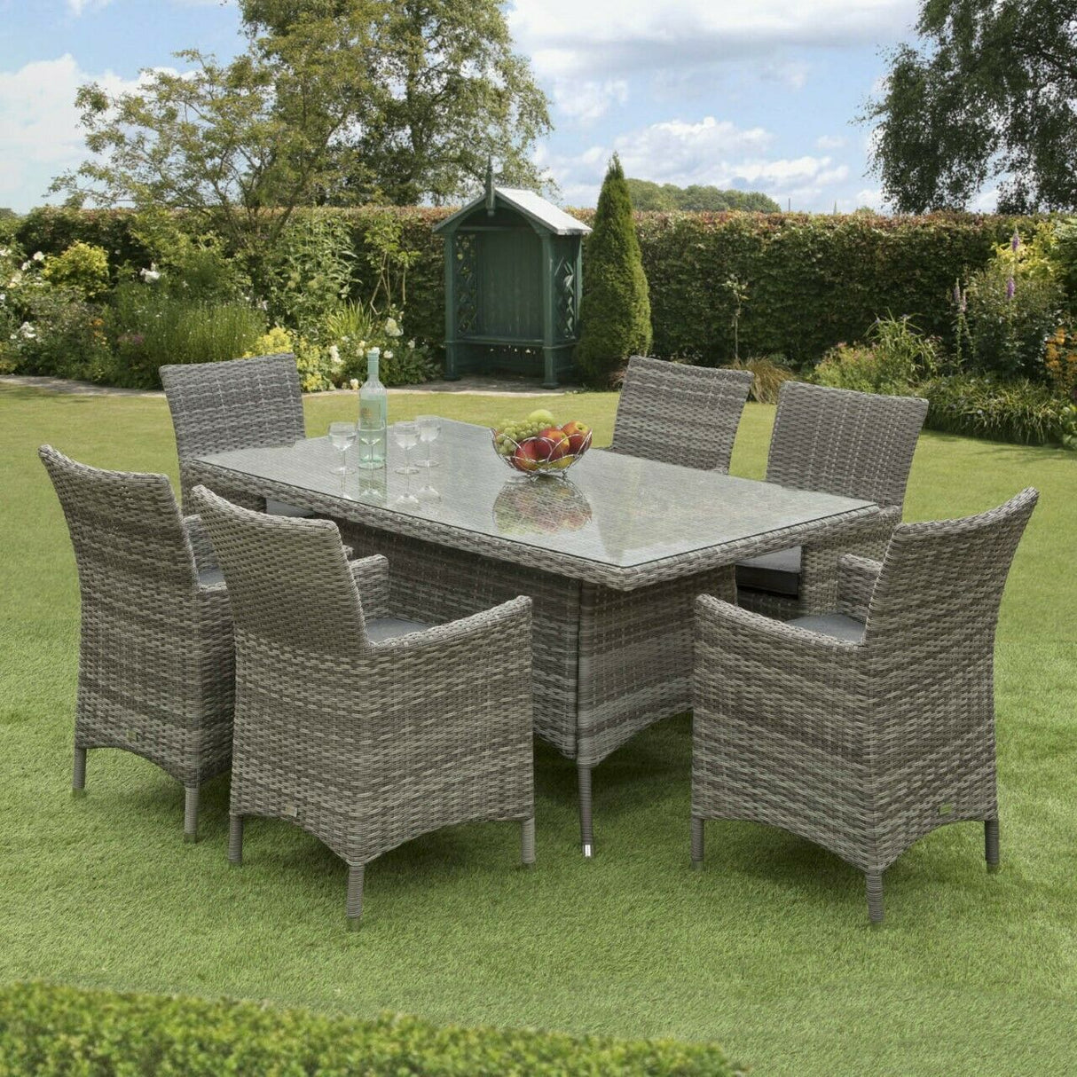 Sarasota 6 Seat Rectangular Dining Set in Grey