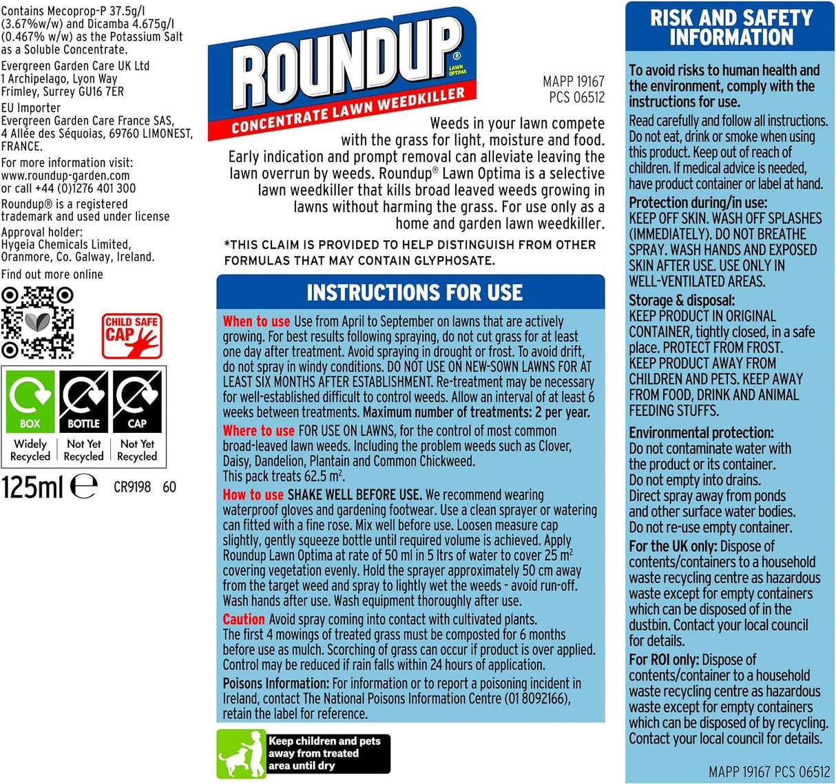Roundup Powerful Lawn Weed Killer - Concentrate - 125 ml