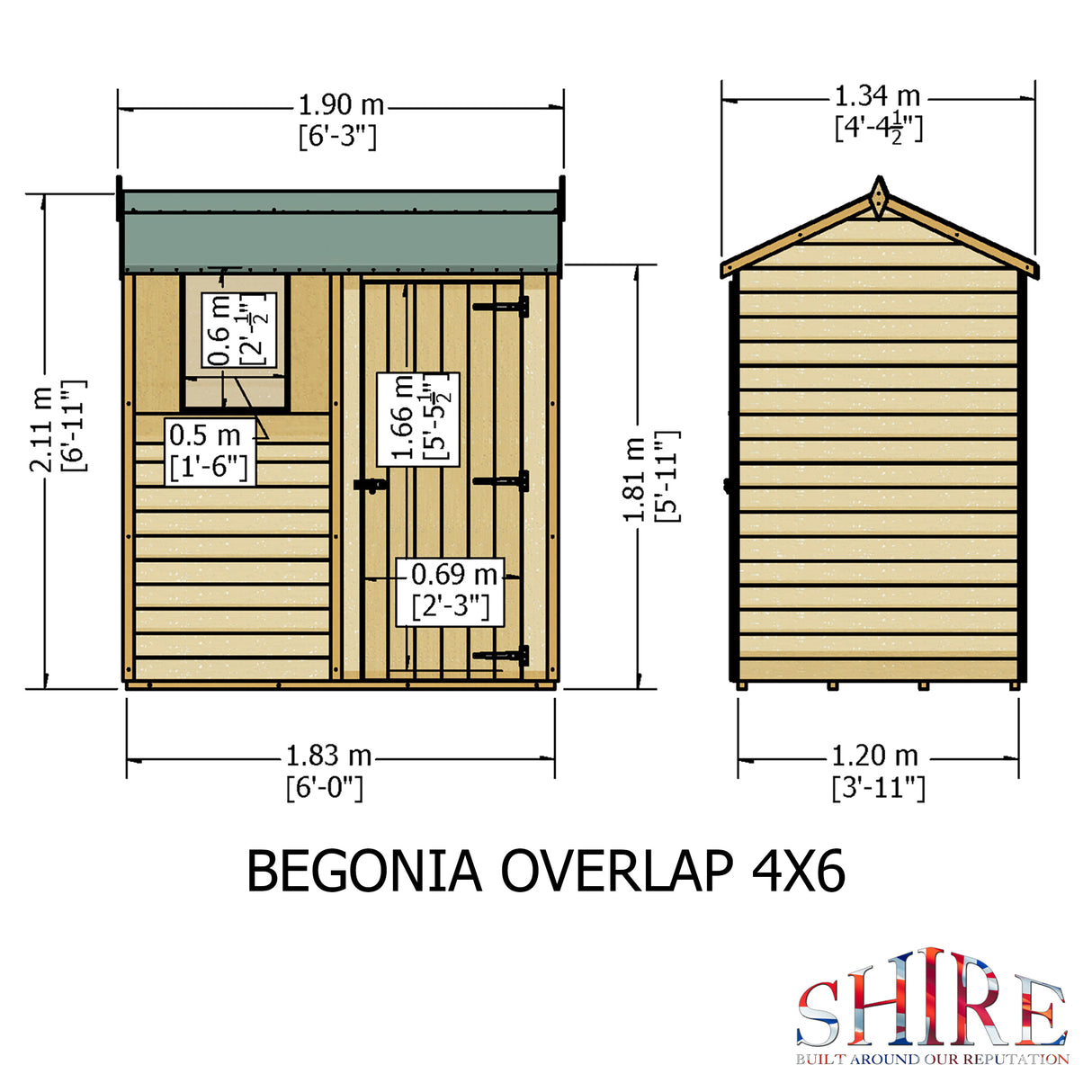 Garden Value Overlap 6 x 4 Reverse Apex Shed