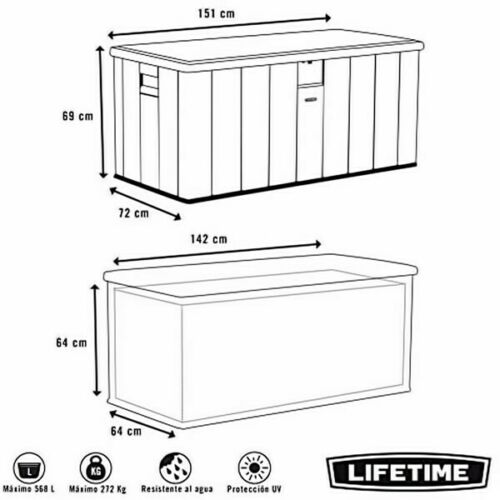 Lifetime Garden Storage Box Piston Lid 568 L