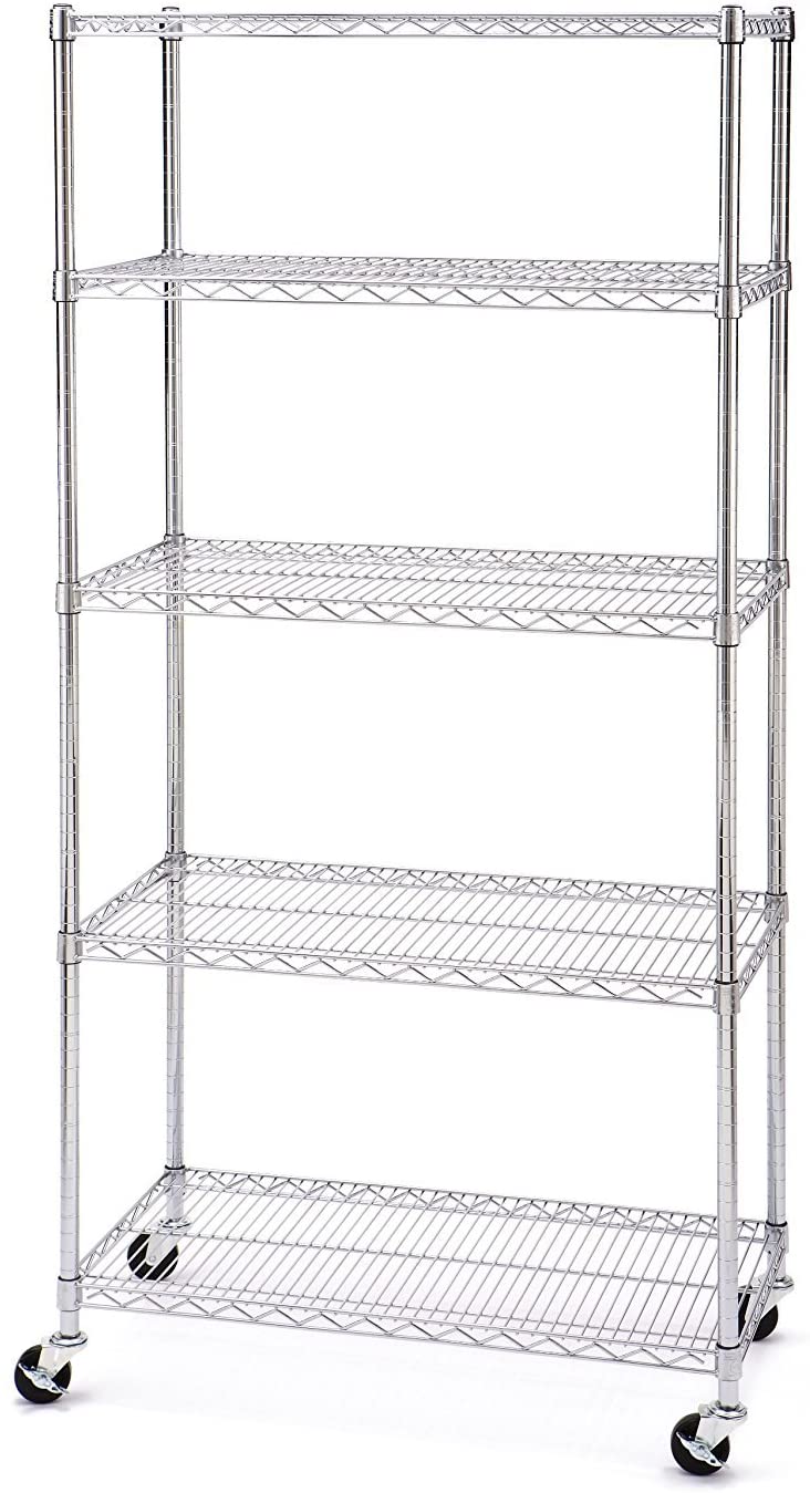 5-Tier UltraZinc NSF Steel Wire Shelving with Wheels