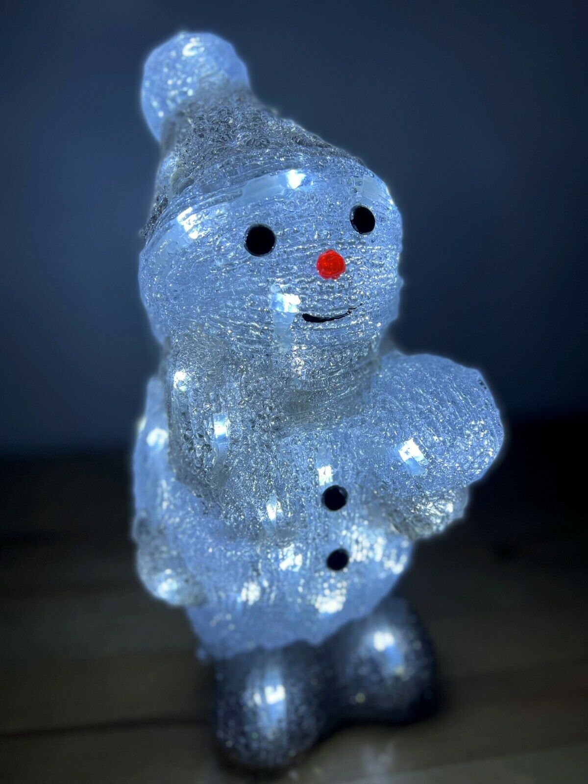 31cm Acrylic Snowman Holding Snowball with LED Lights