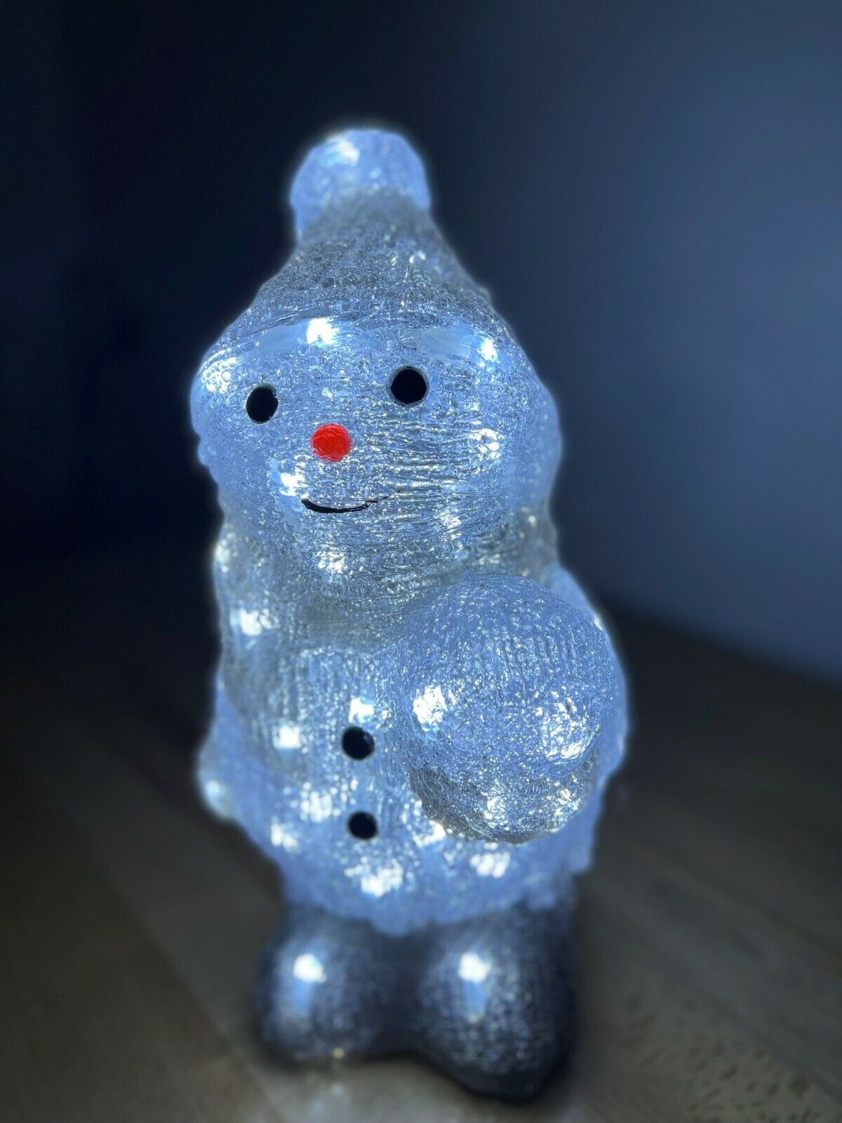31cm Acrylic Snowman Holding Snowball with LED Lights