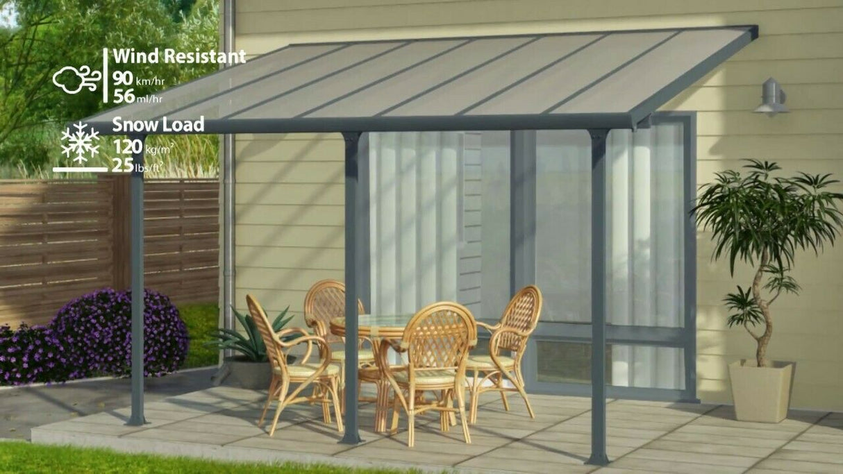 Tuscany Patio Cover Aluminium 3 x 3.05m - Grey By Palram Canopia