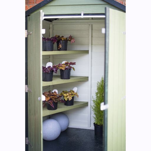 Garden Value Overlap 4 x 3 Double Door Shed with shelves